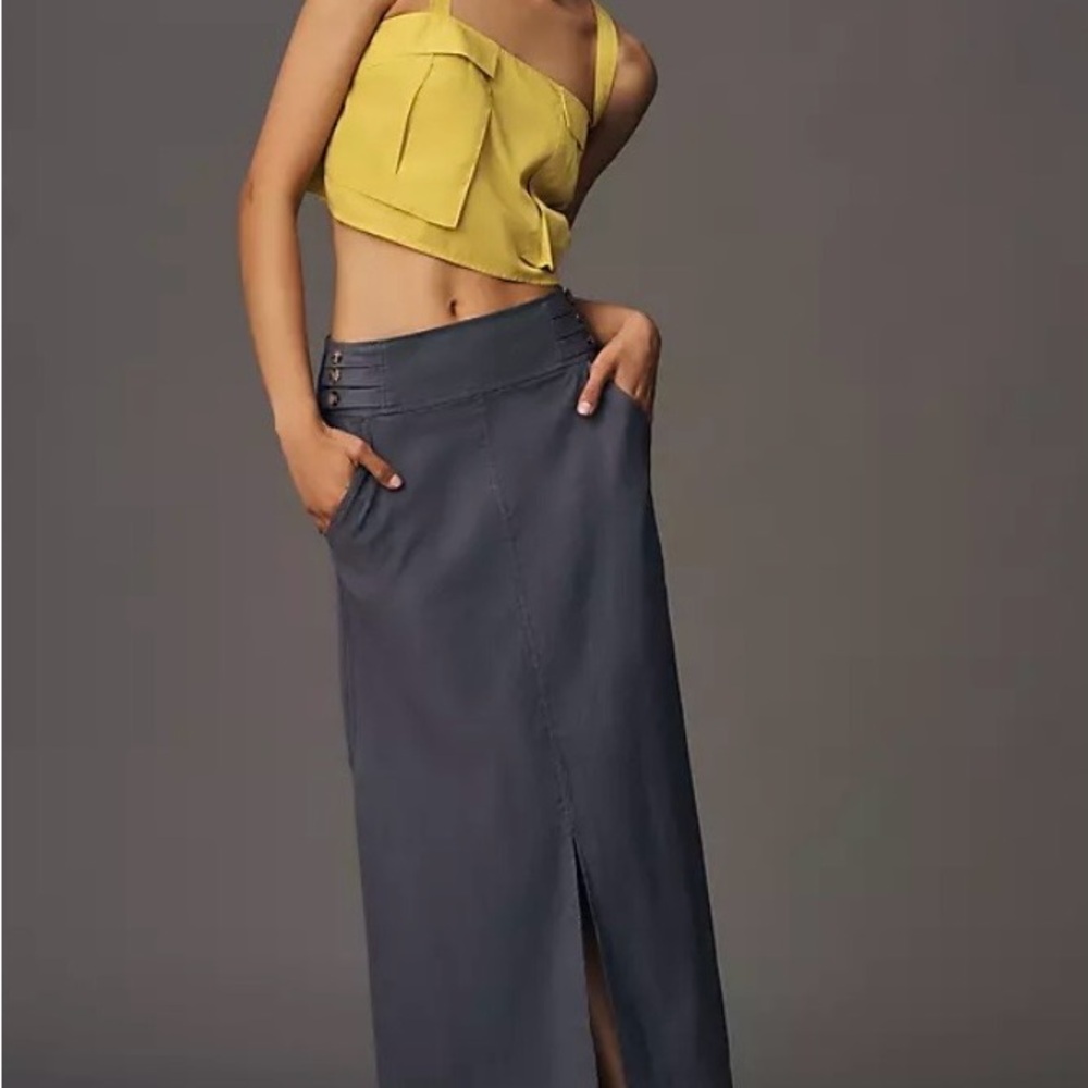 Anthropologie Black Slim Column Maxi Skirt – Effortless Chic & Timeless Style
